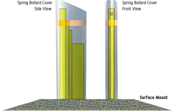 surface mounted safety bollards 10-30 side view and front view