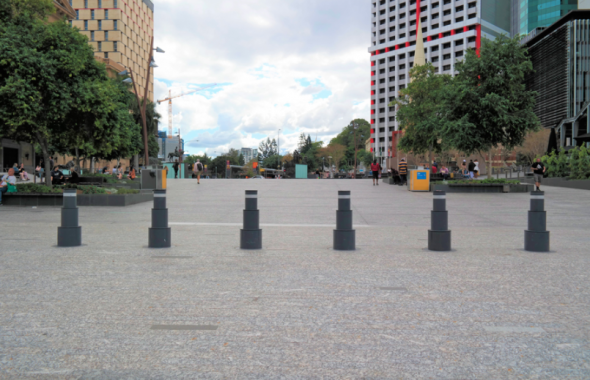 temporary crash barriers on the street