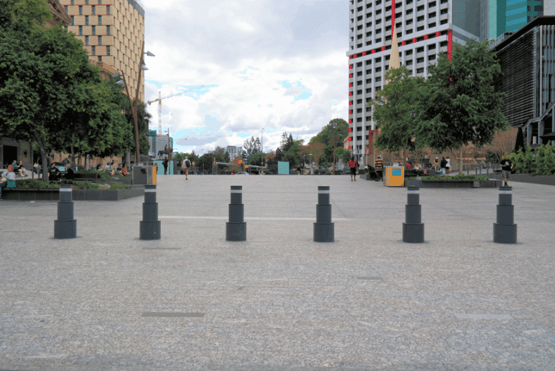 temporary crash barriers on the street